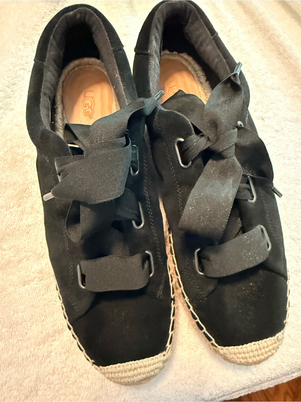 UGG Women’s Black Suede Espadrille with Ribbon Laces
